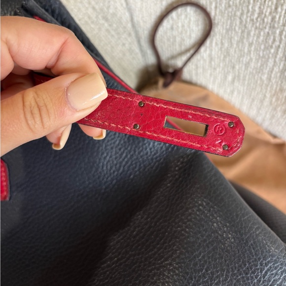 Authentic HERMES Birkin HAC 32 vintage 1988 fjord leather bi color indigo blue - Picture 5 of 16